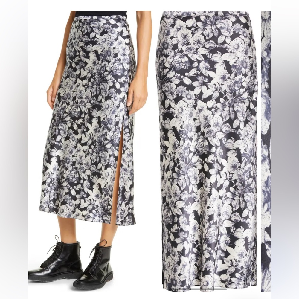 Cinq A Sept Silk Floral Skirt